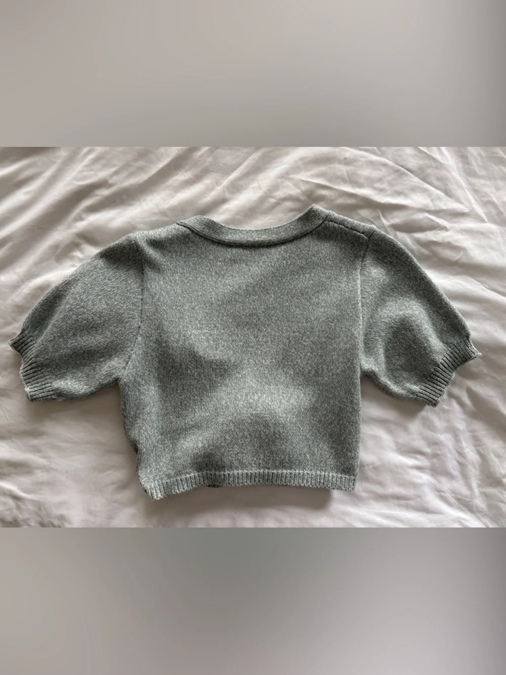 Sage Short-Sleeve Wrap Cardigan in Heather Gray - Picture 4 of 4